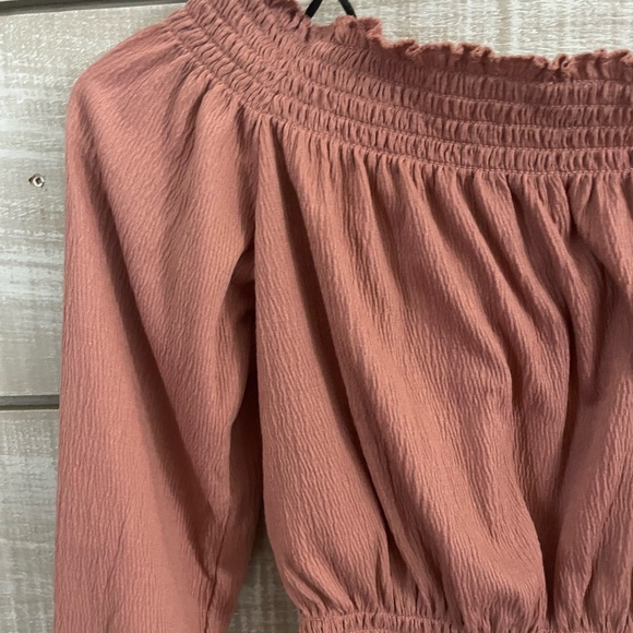 Divided Off the Shoulder Long Sleeve Rose Top (Size XS) - Picture 3 of 4